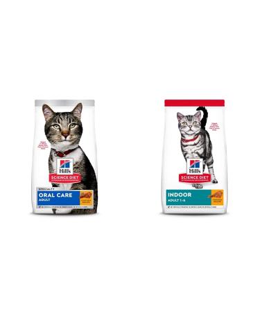 Hill's Science Diet Adult Oral Care Chicken Recipe Dry Cat Food for Dental Health 3.5 lb Bag & Adult Indoor Dry Cat Food Chicken Recipe 3.5 lb Bag 1.58 kg (Pack of 1) Adult Dry | Chicken Cat Food + Cat Food 5532