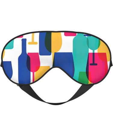 Cocktail Glasses & Wine Bottles Print Soft Eye Mask - Perfect Sleep Mask for Travel | Ideal for Men & Women - Buy Online on GoSupps.com