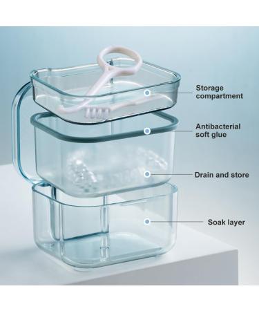 Three Layers Denture Box with Strainer Denture Box for Soaking Dentures and Storage Mouthguards Clear Dentures Braces Case for Daily Travel Cleaning(Blue) - Buy Online on GoSupps.com