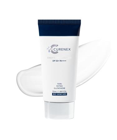 CURENEX Daily Sheer Sunscreen SPF50+ PA++++ provides comprehensive protection against UVA+UVB rays while revitalizing skin with PDRN and multi-peptide complex. (1.69 fl.oz.)