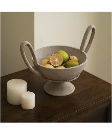 Fruit Snack Tray Double Ear Living Room Coffee Table High Feet Suitable Fruit Candy Dish Ornaments Retro Art Models Home Decoration(Gray) - Buy Online on GoSupps.com