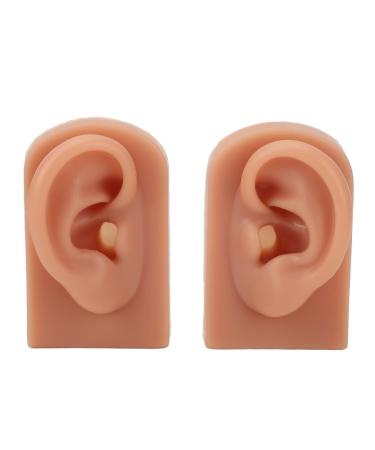 Ear Model Silicone Human Ear Model Practice Medical Educational Training And Teaching Model Left Right Dark Skin Tone Fake Ear Model
