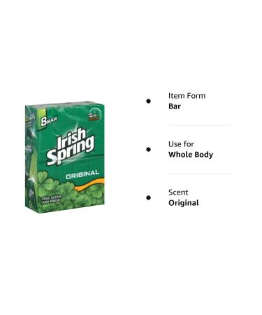 Irish Spring Original Deodorant Bar Soap 3.75 oz - 8 Bars (Pack of 4) - Buy Online on GoSupps.com