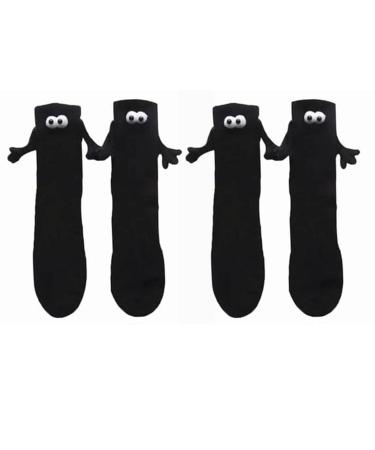 joyzmdols Magnetic Hand Holding Socks 2023 - Socks Holding Hands Funny Magnetic Suction 3D Doll Couple Socks Funny Socks for Women Men Unisex Couple Holding Hands Socks (Black)
