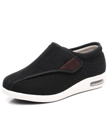 Men's Wide Width Shoes Walking Adjustable Wide Comfort Men's Diabetes Shoes for Diabetic Edema Plantar Fasciitis Bunions Arthritis Swollen Feet Black 9 9 Black