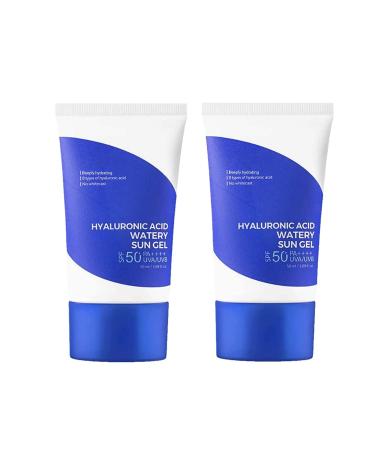 Hyaluronic Acid Natural Sunscreen Korean Sunscreen SPF50 PA++++ |Lightweight Sunscreen|Evens Out Skin Tone|1.69fl.oz (2PCS) White2