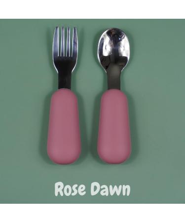 Alimos Stainless Steel Toddler Feeding Spoon and Fork Set - Safe Cutlery for Kids (Rose Dawn) - Buy Online on GoSupps.com