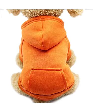 Idepet Dog Hoodie Cotton Dog Coat Warm Jacket for Small Medium Dog Puppies Teddy Chihuahua M Orange