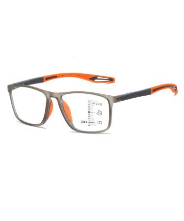 Progressive Multifocus Reading Glasses for Men Women Flexible Sports Glasses Anti blue Light Computer Readers(Couleur:Orange Grandeur:1.5x)
