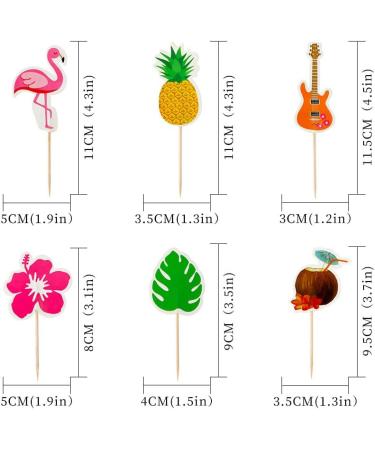 72 PCS Tropical Luau Cupcake Toppers Palm Tree Flamingo Pineapple Coconut Cupcake Picks Decorations for Hawaiian Summer Beach Theme Party Favors Supplies 6 Styles - Buy Online on GoSupps.com