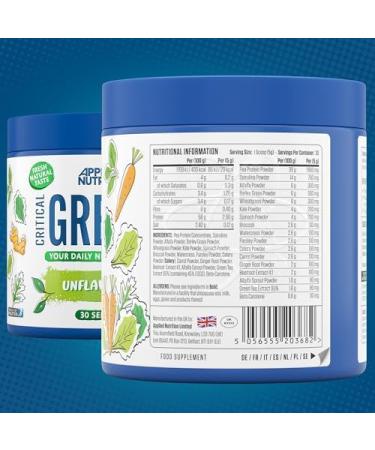  Applied Nutrition Applied Nutrition Critical Greens - Super Greens - Immune System Boosting Powder - Nutritious Superfood Vegan Moringa Powder (150g - 30 servings) (Unflavored) - Buy Online on GoSupps.com