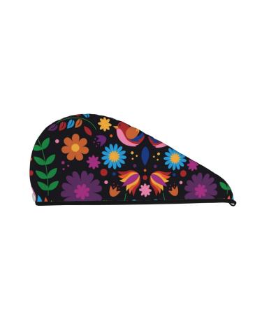 Colorful Floral2 Microfiber Hair Towel Soft Super Absorbent Hair Towel Wrap for Women Coral Velvet Quick Dry Hair Cap for Long Curly and Thick Hair