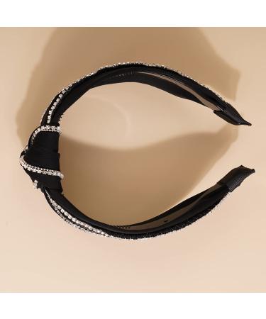 Wiwpar Rhinestone Wide Knot Headband for Women - Black Fashion Hair Hoop Accessories - Buy Online on GoSupps.com