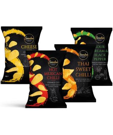 Swaha Crisps Lightly Sea Salted 24 Packs X 40g - Pure Saatvic - Traditional Hand-Cooked Crisps from UK - All-Natural Gluten-Free Snack - 100% British Potatoes - Onion & Garlic Free Salted 1 count (Pack of 24) - Buy Online on GoSupps.com