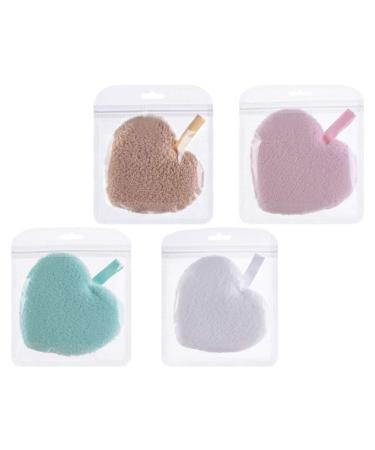 Beaupretty Facial Sponge 4pcs Heart Shape Makeup Remover Puff Sponge Cosmetics Face Skin Care Sponge