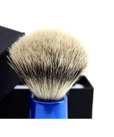 Haryali London Pure Silver Tip Shaving Brush - Stainless Steel & Shiny Blue Handle | Premium Shaving Set for Men - Buy Online on GoSupps.com