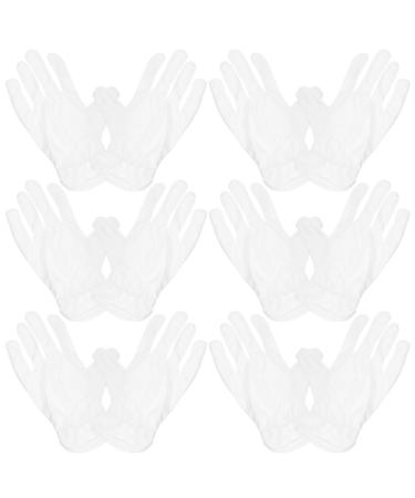 Veemoon 6 Pairs Jewelry Gloves Microfiber White Cotton Gloves for Art Handling Dry Hands Women Men Cloth Working Serving Anti Static Jewelry Silver Inspection Gloves