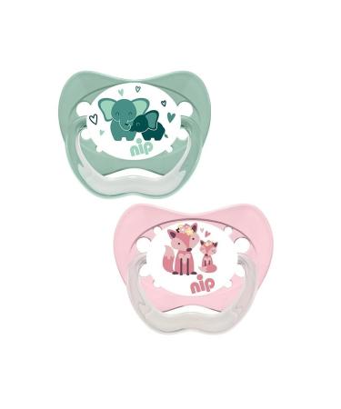 nip pacifier Family Latex orthodontic: Reduces pressure on teeth & jaw Made in Germany (2 (5-18 M) Pink Mint)
