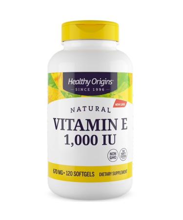 Healthy Origins Natural Vitamin E 1 000 IU 120 Softgels Laboratory Tested Gluten Free Non-GMO