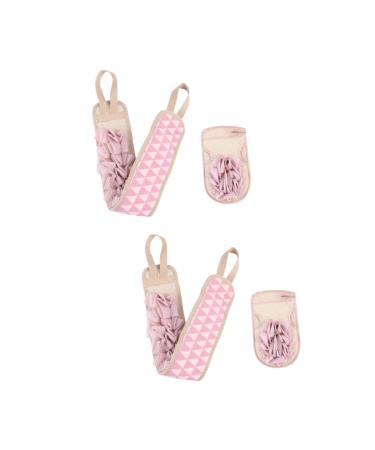 DOITOOL 4 Pcs Bath Towel Exfoliating Bath Strap Shower Scrubber Glove Bath Loofahs Shower Loofah Bath Scrubber Back Scrubber Double Lotion Gloves Back Scrubber Strap Man Sponge or Body 80X9.5CMx2pcs Pinkx2pcs