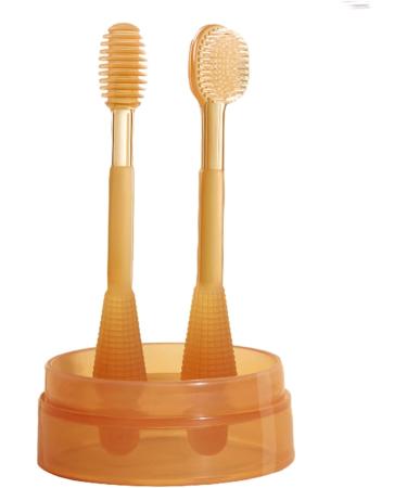 Infant-to-Toddler Silicone Toothbrush | First Toothbrush & Tongue Scraper with Storage Cup | Perfect Gift for Kids - Buy Online on GoSupps.com