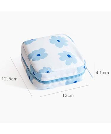 Fiyson 2 Periods Bag - Women's Sanitary Napkin & Tampon Storage Bag with Zipper - 12.5cm x 12cm x 4.5cm - Blue Women's Organizer - Buy Online on GoSupps.com
