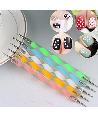 Promotions 5 Pcs/Set 2 Way Dotting Pen Marbleizing Painting Tool Nail Art DIY Design Dot Set