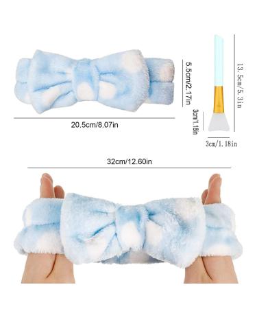 6-Piece Bowknot Hair Band Set - Soft Coral Red Fleece Spa Headband & Silicone Mask Brushes for Makeup & Shower - Buy Online on GoSupps.com