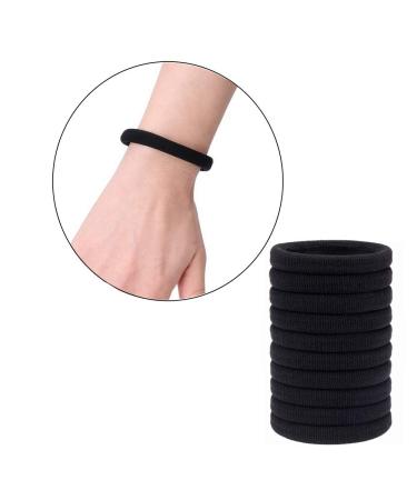 24 Large Cotton Stretch Hair Ties - Black Ponytail Holders for Curly & Thick Hair | Durable & Soft Hair Bands - Buy Online on GoSupps.com