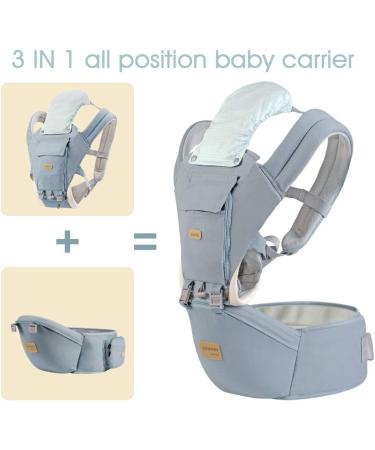 SONMEI Ergonomic Baby Carrier with Hip Seat 360 Positions Soft and Breathable All Seasons for Newborns and Toddlers Hiking Shopping Travelling Light Blue - Buy Online on GoSupps.com