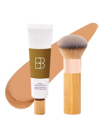 XZPAWL BB Blur Tinted Moisturizer SPF 30 – Instantly Brightens, Moisturizes and Smooths Your Skin, Smooths Moisturizing Foundation Cream with Brush (1pcs)