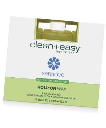 Clean + Easy Large (Leg) Sensitive Roll-On Wax Refill for Hygienic Facial and Body Hair Removal Treatment Great for Sensitive Skin Ideal for All Skin and Hair Types 12-Pack Large 12 Pack