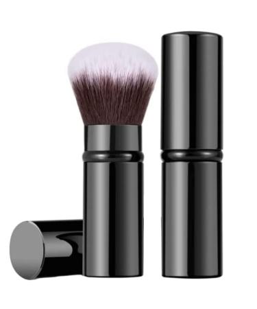 Retractable Makeup Brush Telescopic Face Brush Retractable Face Kabuki Brush Round Powder Travel Makeup Brushes Powder Foundation Blush Portable Makeup Brush (Black)