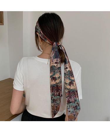 Asphire Vintage French Silk Hair Band with Satin Bow Knot - Brown - Elastic Hair Scrunchies for Women and Girls - Buy Online on GoSupps.com