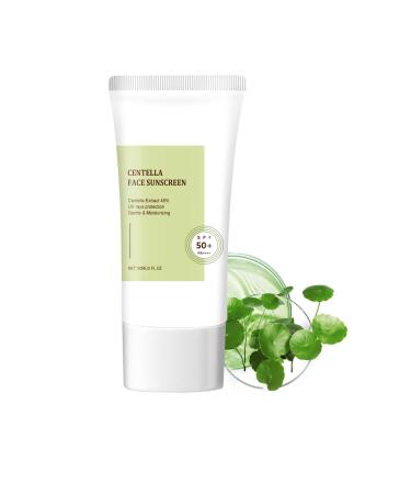 Centella Sunscreen SPF 50+ PA++++ Centella Calming Daily Facial Sun Lotion Korean Centella No White Cast Light-Weight Korean Sunscreen Skincare(60G)