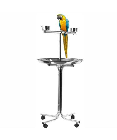 Stainless Steel Bird Cage Stand for Medium and Large Parrots - Perching Bird Cage Parrot Holder Disc Display Stand for Macaws Canaries Lovebirds - High End Bird Cage ()