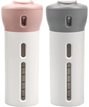Chiveenido 4-in-1 Travel Dispenser Set | Refillable Shampoo & Toiletry Bottles - Pink & Gray - International Shipping - Buy Online on GoSupps.com