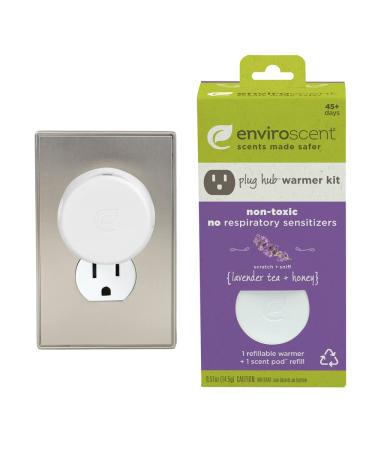 Enviroscent Non-Toxic Plug-in (2-Piece Set) Room & Home Air Freshener Kit (Lavender Tea + Honey) Infused with Essential Oils | 1 Refillable Plug Hub & 1 Liquidless Scent Pod Lavender 2 Piece Set