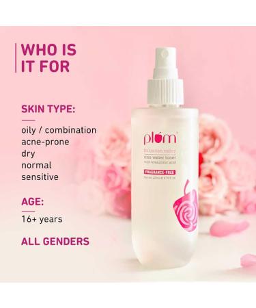 Plum Bulgarian Valley Rose Water Toner |with Hyaluronic Acid & Rose Extracts|100% Natural Rose Fragrance|Soothing and Pore Tightening | Balances Ph Levels (200 Ml (Pack of 1) Colourless) - Buy Online on GoSupps.com