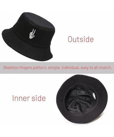 Cotton Bucket Hat for Women and Men | Summer Sun Beach Cap | Unisex Fisherman Hat with Skeleton Fingers Design - Buy Online on GoSupps.com