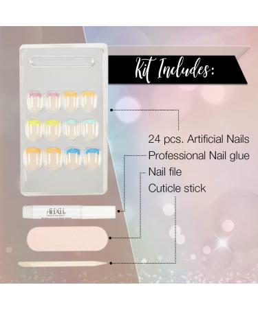Ardell Nail Addict - Rainbow French | 24 Colorful Press-On Artificial Nails with Glue & File | Short Tips Glebenagel Set for Beautiful Fingernails - Buy Online on GoSupps.com