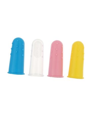 Frcolor 4 pieces silicone toothbrush fingers toddler toothbrush fingers toothbrush fingers toothbrush toddler mouthpiece children finger toothbrush oral care brush