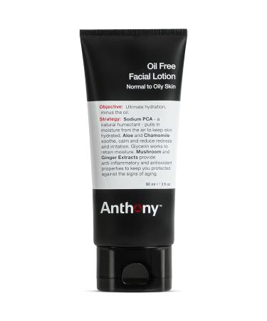 Anthony Oil Free Facial Lotion   Men s Hydrating Face Moisturizer for Normal to Oily Skin   Anti-Aging and Antioxidant Formula   3 Fl Oz