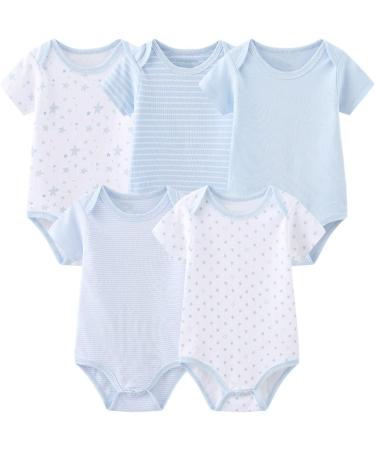Chamie Newborn Baby 9-12 Months Clothing Set | 5 Pcs Bodysuit, 4 Pcs Pants, Vests | Pure Cotton | Boys and Girls 0-12M | Blue2 - Buy Online on GoSupps.com