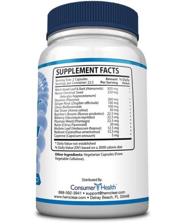 HemClear for Hemorrhoids - Vegan Formula for Hemorrhoid Relief & Vascular Health - Maximum Strength 2 Bottle 90 Capsules - Buy Online on GoSupps.com