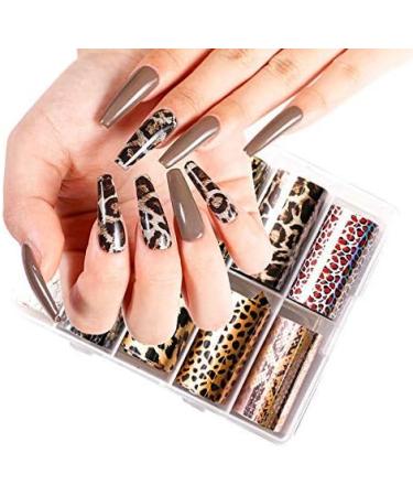 CHANGAR Animal Skin Style Nail Art Foil Transfer Decals 2 Boxes Serpentine Leopard Print Tiger Snake Skin Pattern Nail Foil Adhesive Stickers Starry Sky Manicure Transfer Tips Nail Art DIY Decoration - Buy Online on GoSupps.com