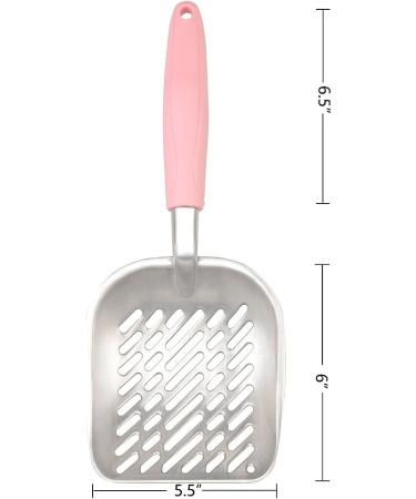 Large Metal Cat Litter Box Scoop Stainless Aluminum Alloys L13.8"xW5.5"xH1.8" Pink Handle - Buy Online on GoSupps.com