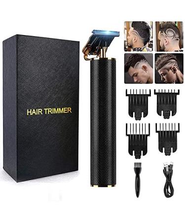 Hair Clippers for Men,Professional Hair Trimmer Cutting Cordless Zero Gapped T-Blade Trimmers Electric Barbers Hair Close Cutting Kit for Mens Baldheaded Detail (Black) Titanium Black