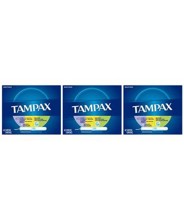 Tampax Cardboard Applicator Tampons, Multipack, Light/Regular/Super Absorbency, Unscented, 40 count - Pack of 3 (120 Total Count) 120 Tampons