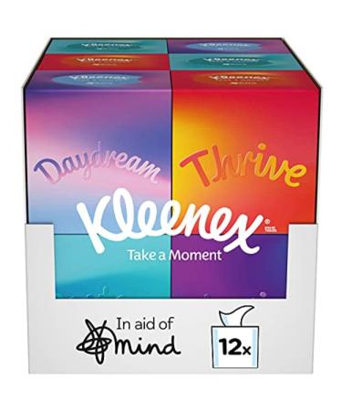 Kleenex Take a Moment Collection Tissues - 12 Cube Tissue Boxes - In Aid of Mind - Contains 4 Different Designs 12 Cubes (576 Tissues)